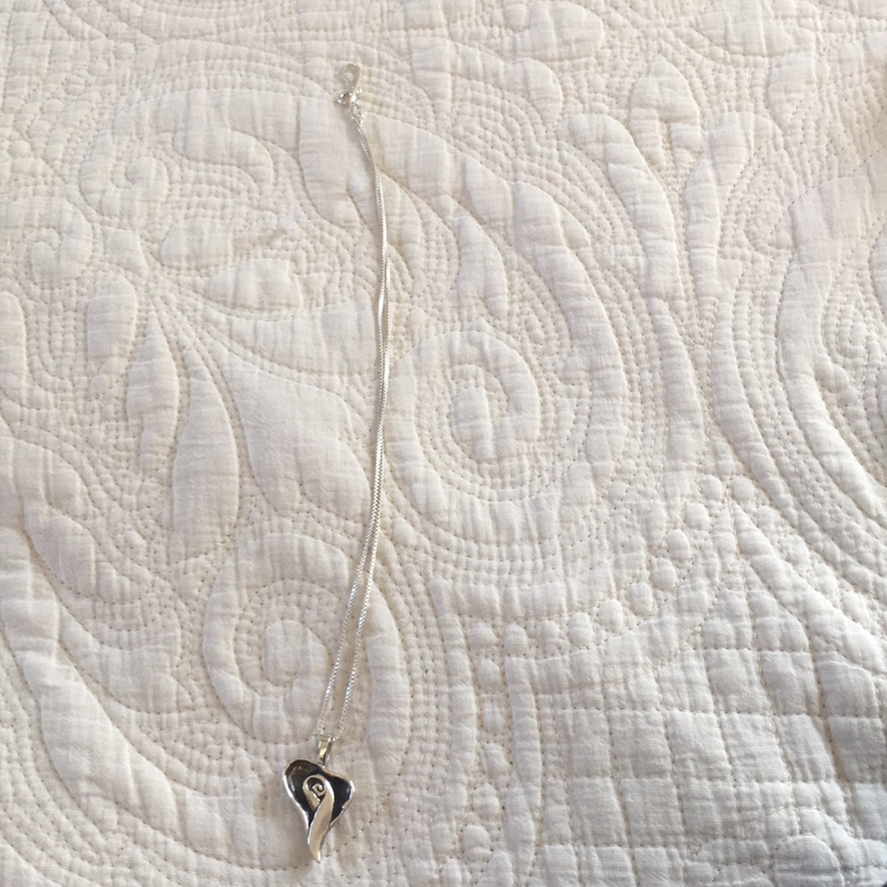 Custom rose in heart sterling silver necklace